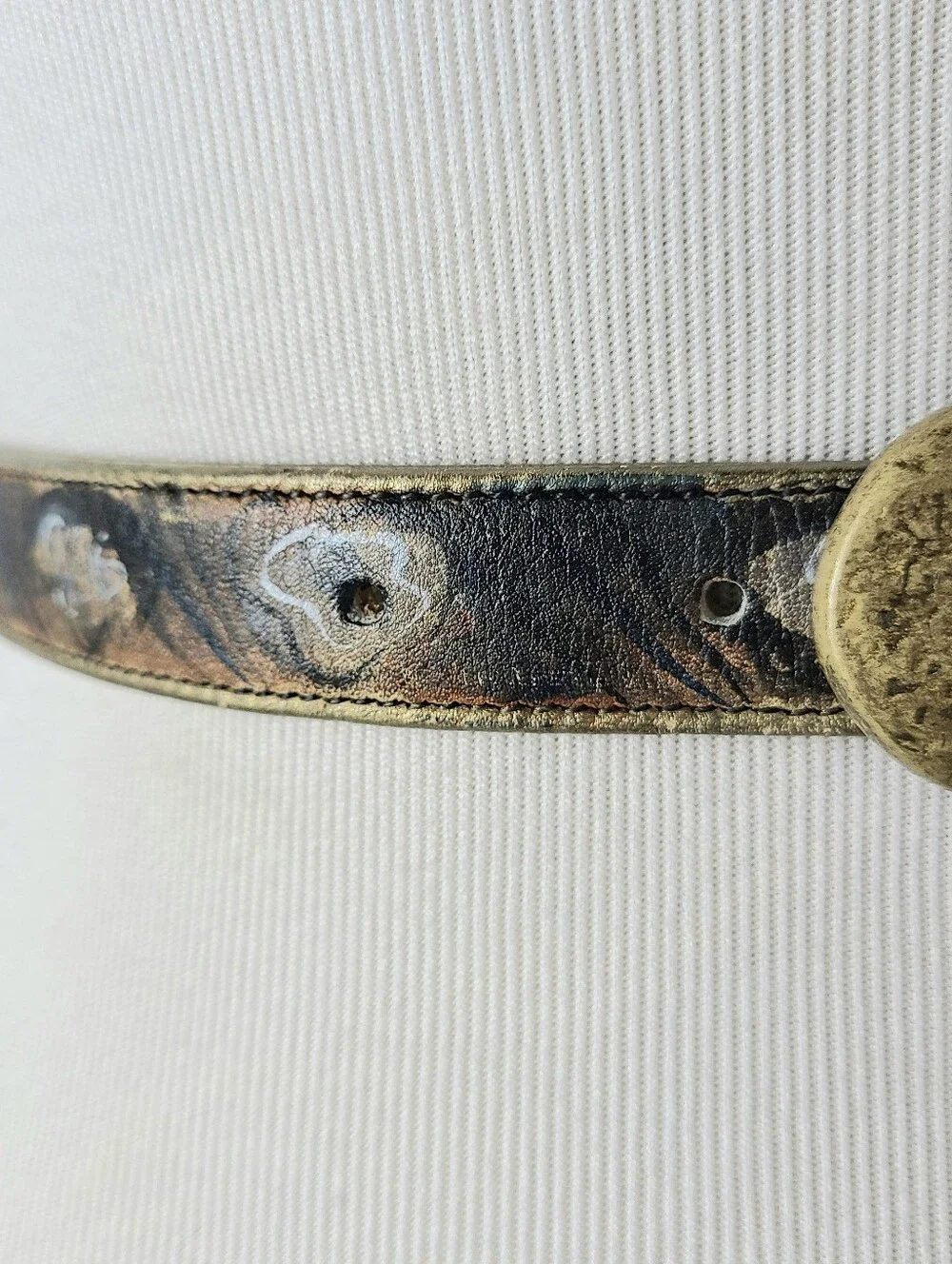 Jane Yoo Vintage Art To Wear Handpainted Genuine Leather Belt